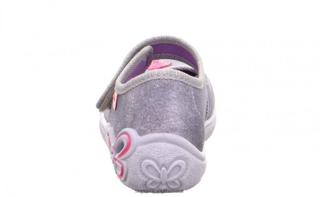 BELINDA - Slipper with Velcro Fastener Babies Light Grey/Pink NLL089 Superfit Slippers