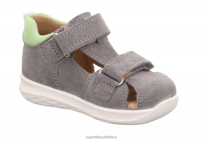 BUMBLEBEE - Sandal with Velcro Fastener Babies Light Grey/Green NLL0172 Superfit Sandals