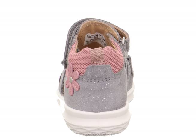 BUMBLEBEE - Sandal with Velcro Fastener Babies Light Grey/Pink NLL0212 Superfit Sandals