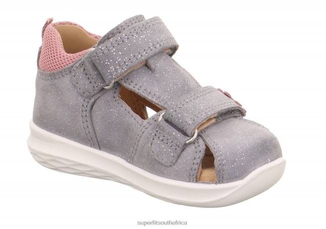 BUMBLEBEE - Sandal with Velcro Fastener Babies Light Grey/Pink NLL0212 Superfit Sandals