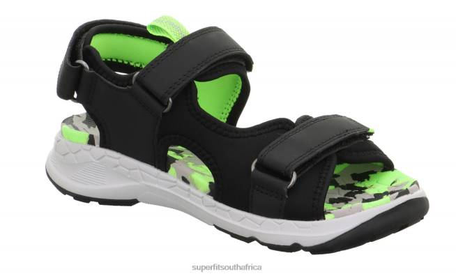 CRISS CROSS - Sandal with Velcro Fastener Toddlers Black/Light Green NLL0619 Superfit Sandals