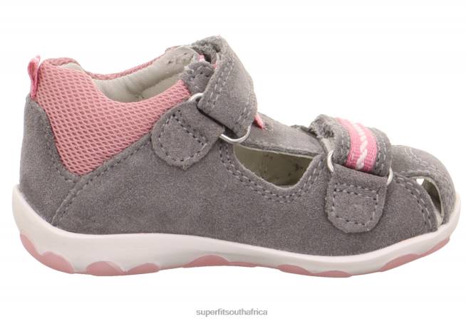 FANNI - Sandal with Velcro Fastener Babies Grey/Pink NLL0227 Superfit Sandals