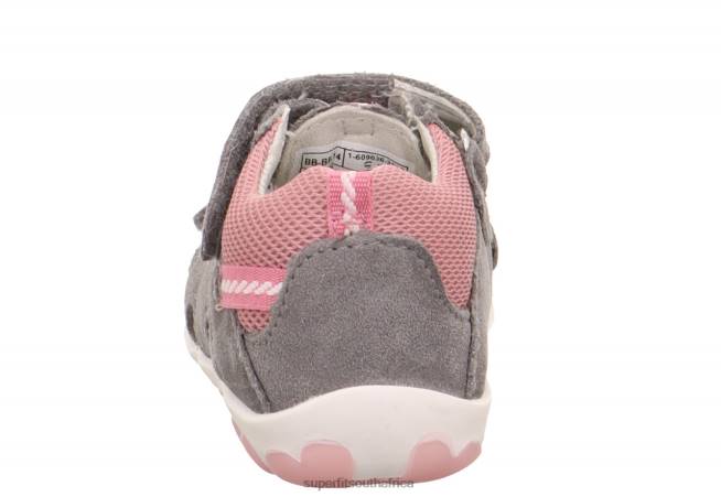 FANNI - Sandal with Velcro Fastener Babies Grey/Pink NLL0227 Superfit Sandals