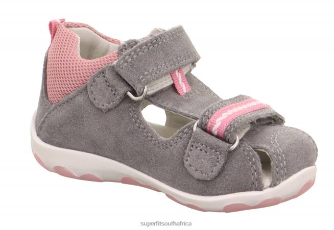 FANNI - Sandal with Velcro Fastener Babies Grey/Pink NLL0227 Superfit Sandals