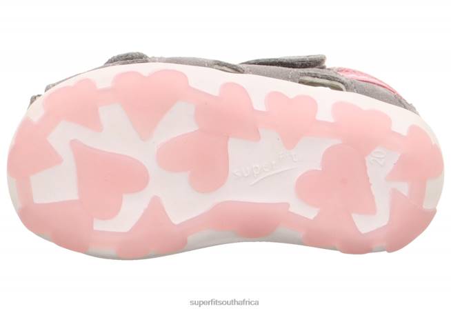 FANNI - Sandal with Velcro Fastener Babies Grey/Pink NLL0227 Superfit Sandals