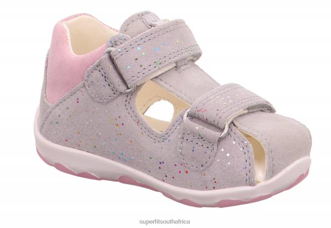 FANNI - Sandal with Velcro Fastener Babies Light Grey/Pink NLL0229 Superfit Sandals