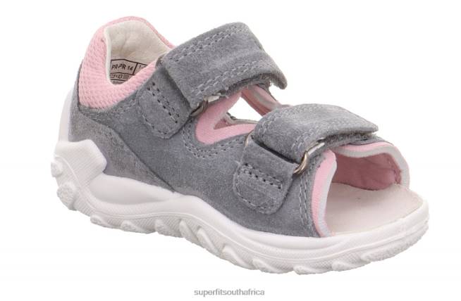 FLOW - Sandal with Velcro Fastener Babies Light Grey/Pink NLL0174 Superfit Sandals