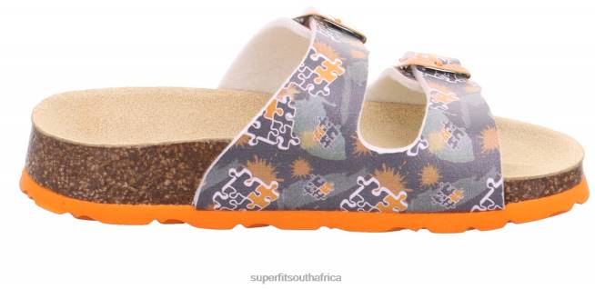 FUSSBETTPANTOFFEL - Slipper with Buckle Toddlers Grey/Orange NLL0591 Superfit Slippers