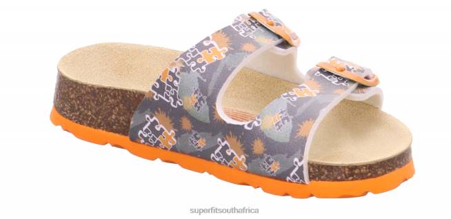 FUSSBETTPANTOFFEL - Slipper with Buckle Toddlers Grey/Orange NLL0591 Superfit Slippers