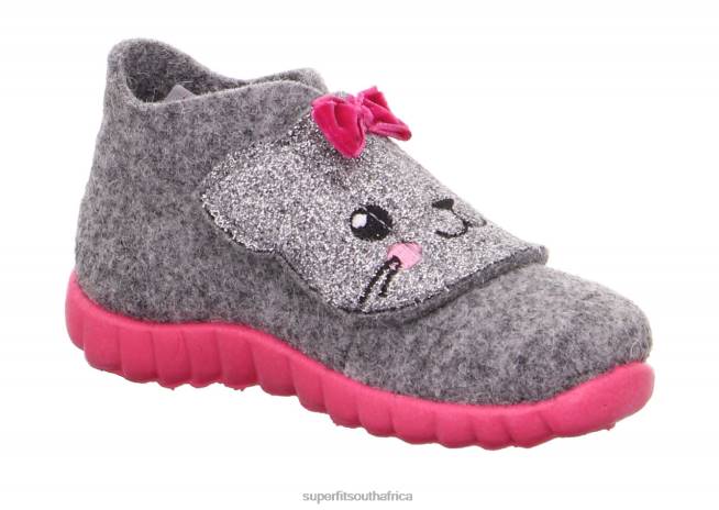 HAPPY - Slipper with Velcro Fastener Babies Light Grey/Pink NLL0160 Superfit Slippers