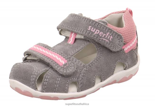 FANNI - Sandal with Velcro Fastener Babies Grey/Pink NLL0227 Superfit Sandals