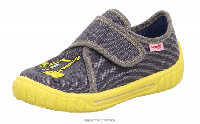 BILL - Slipper with Velcro Fastener Babies Grey/Yellow NLL069 Superfit Slippers