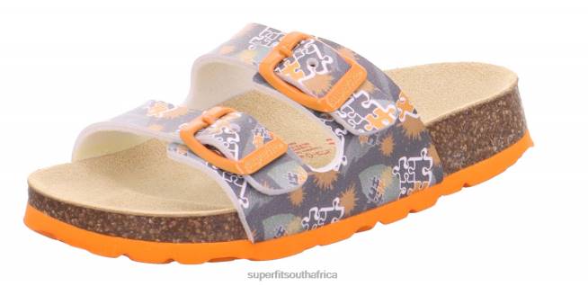 FUSSBETTPANTOFFEL - Slipper with Buckle Toddlers Grey/Orange NLL0591 Superfit Slippers